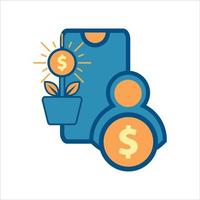 ícone de finanças móveis, smartphone com ícone de dinheiro vetor