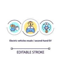 ícone do conceito de revenda de veículos elétricos. vetor
