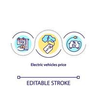 ícone do conceito de preço de veículos elétricos. vetor