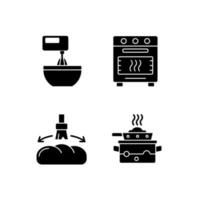 ícones de glifo preto de culinária definidos no espaço em branco vetor