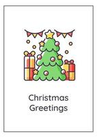cartão de felicitações de Natal com elemento de ícone de cor vetor