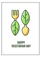 cartão feliz dia vegetariano com elemento de ícone de cor vetor