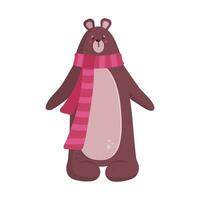 fofa Urso personagem com vermelho lenço. animal personagem dentro desenho animado estilo. vetor