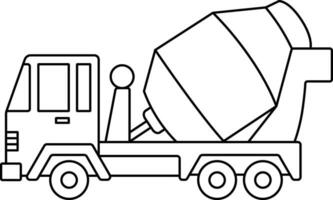 concreto misturador caminhão com Preto isolado linha Projeto. uma caminhão vetor ilustração Projeto.