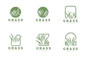 verde Relva logotipo projeto, Fazenda panorama ilustração, natureza Projeto vetor