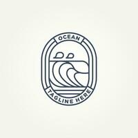 oceano onda minimalista crachá linha arte logotipo modelo vetor ilustração Projeto. simples moderno surfista, recorrer hotéis, feriado emblema logotipo conceito