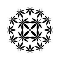 cannabis plantar folha silhueta círculo forma composição, pode usar para decoração, ornamentado, papel de parede, cobrir, arte ilustração, têxtil, tecido, moda, ou gráfico Projeto elemento. vetor ilustração