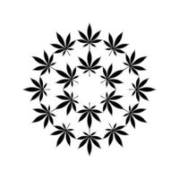 cannabis plantar folha silhueta círculo forma composição, pode usar para decoração, ornamentado, papel de parede, cobrir, arte ilustração, têxtil, tecido, moda, ou gráfico Projeto elemento. vetor ilustração