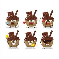 gelo creme chocolate copo desenho animado personagem com vários tipos do o negócio emoticons vetor