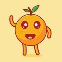 kawaii laranja dizer olá mascote ilustração isolada vetor