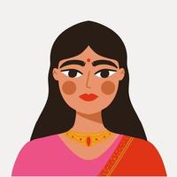 estilo retrato de menina indiana minimal art poster vector