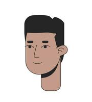 plano topo corte de cabelo Preto cara 2d linear desenho animado personagem cabeça. africano americano jovem homem velho escola isolado linha vetor pessoa face branco fundo. flattop clássico cor plano local ilustração