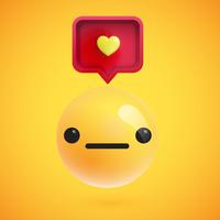 Emoticon altamente detalhado com um sinal de coração, ilustração vetorial vetor