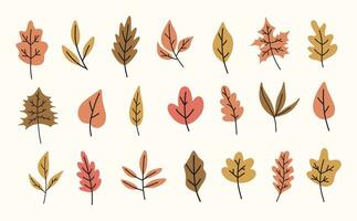 conjunto do outono elementos.outono folhas.queda.mão desenhado outono folhas vetor