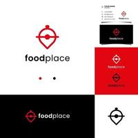 Design de logotipo de restaurante de comida de arte de linha combinado com um conceito de cloche vetor