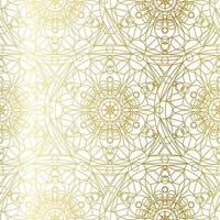 Golden Luxury Art Mandala Boho Seamless Pattern vetor