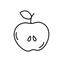 metade do maçã mão desenhado linha ícone, esboço fruta vetor sinal, linear estilo pictograma isolado em branco. símbolo, logotipo ilustração. editável AVC. pixel perfeito rabisco gráficos