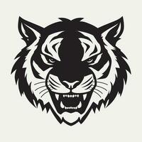 Preto e branco tigre face desenhos em uma branco fundo vetor