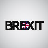Brexit texto com bandeira do Reino Unido e uma seta, vetor