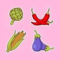 legumes adesivo mão desenhado coloração vetor ícone ilustração. Comida natureza ícone conceito isolado Prêmio vetor