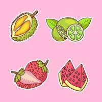 frutas adesivo mão desenhado coloração vetor ícone ilustração. Comida natureza ícone conceito isolado Prêmio vetor