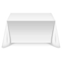 mesa retangular com toalha branca vetor