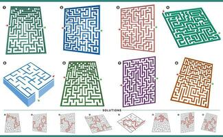 Labirinto enigma Atividades gráficos conjunto com soluções vetor