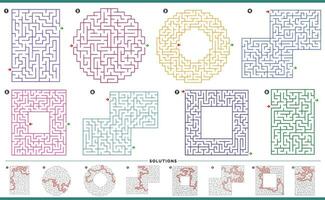 Labirinto enigma Atividades gráficos conjunto com soluções vetor