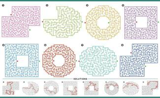 Labirinto enigma Atividades gráficos conjunto com soluções vetor