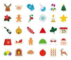 conjunto de ícones feliz natal vetor