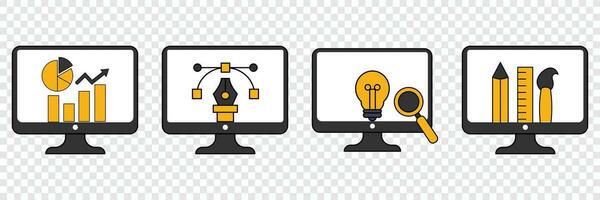 gráfico Projeto ícone tal Como criativo idéia ícone, editar Ferramentas ícone, rede Projeto ícone. vetor ilustração