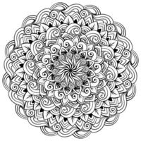 esboço mandala com folhas e espiral redemoinhos, zen coloração página para criativo Atividades vetor