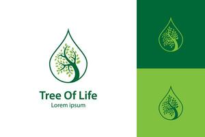 árvore e gotas ou água combinado com árvore vida logotipo Projeto ilustração para ecologia, meio Ambiente e agricultura vetor ícone logotipo