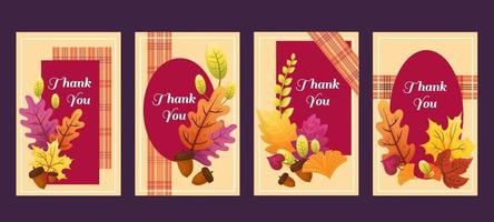 conjunto de cartas de outono agradecido vetor