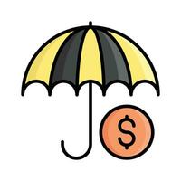dólar moeda dentro guarda-chuva mostrando conceito vetor