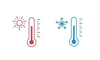 termômetro linha ícone definir. Alto e baixo temperatura. vetor ilustração