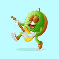 kiwi personagem jogando uma guitarra vetor