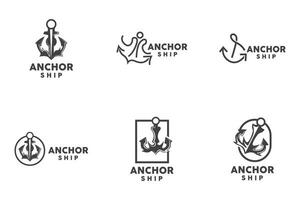 simples navio âncora logotipo projeto, silhueta vetor ilustração