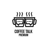 café premium conversa simples design de logotipo preto fundo isolado vetor