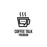 café premium conversa simples design de logotipo preto fundo isolado vetor