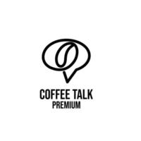 café premium conversa simples design de logotipo preto fundo isolado vetor