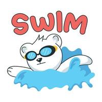na moda natação Urso vetor
