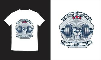 vetor ginástica camiseta Projeto Academia camiseta com grande músculos