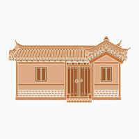 editável vetor ilustração do Largo tradicional hanok coreano casa construção dentro plano monocromático estilo para obra de arte elemento do oriental história e cultura relacionado Projeto