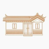 editável vetor ilustração do Largo tradicional hanok coreano casa construção dentro esboço estilo para obra de arte elemento do oriental história e cultura relacionado Projeto