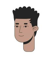 Preto jovem homem curto tranças com minar 2d linear desenho animado personagem cabeça. fechaduras Penteado africano americano Garoto isolado linha vetor pessoa face branco fundo. cor plano local ilustração