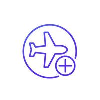 adicionar uma voar linha ícone com avião vetor