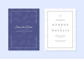 lindo cartão de casamento roxo simples e minimalista vetor