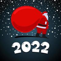 Natal e feliz novo cartão de felicitações de feriado de 2022 anos vetor
