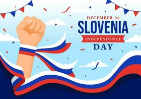 eslovénia independência dia vetor ilustração em 26 dezembro com acenando bandeira fundo Projeto dentro nacional unidade feriado celebração plano desenho animado
